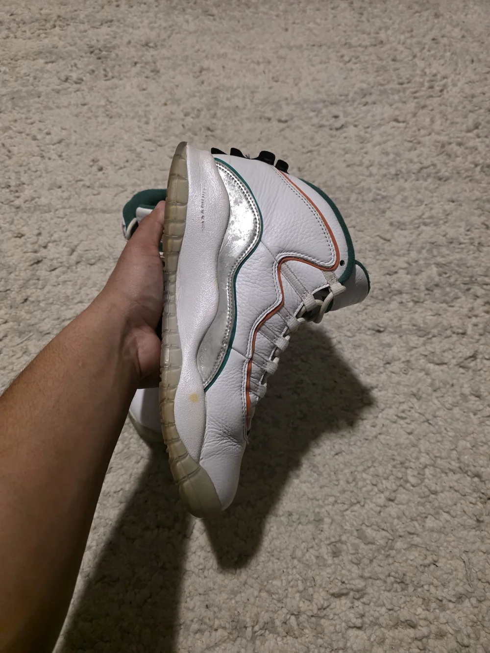 Jordan Men's White and Green High-Top Sneakers